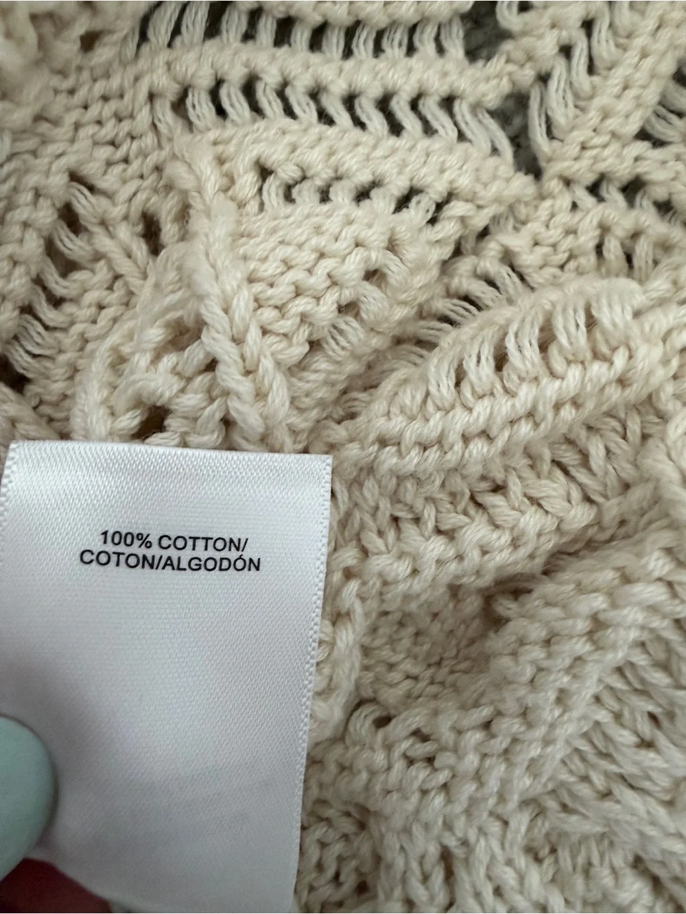 Lucky Brand Boho Mixed Stitch Crochet Cardigan Sweater Cream XS Cottagecore